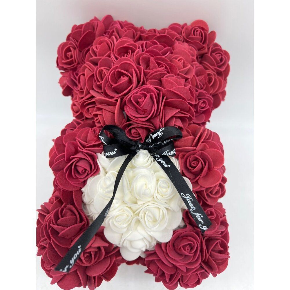 Just For You Faux Rose Flower Teddy Bear Gift